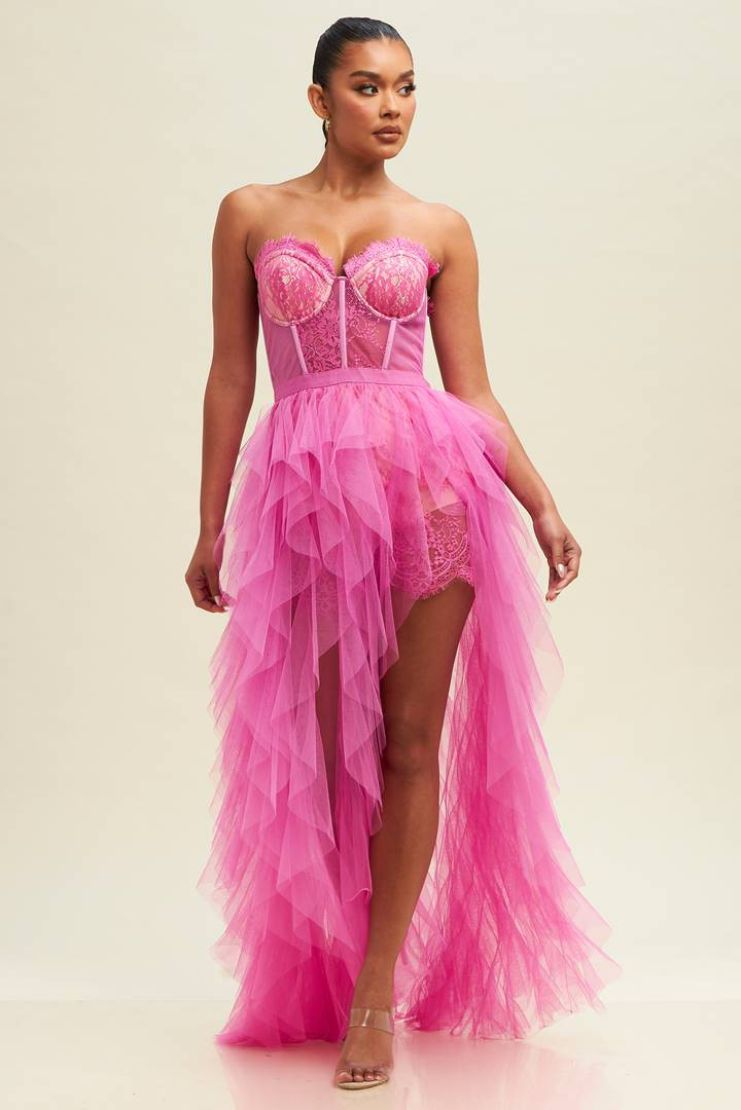 Alessandra Lace Bustier Tulle Gown – Pippa & Pearl