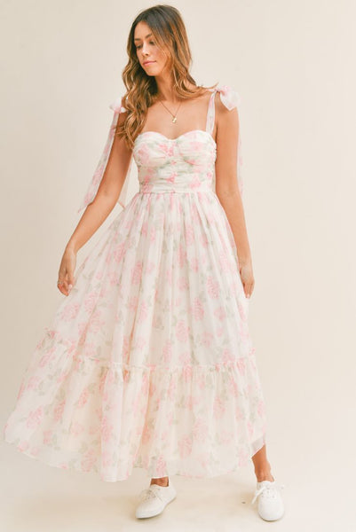 Abigail Midi Dress - Pink Florals – Kameli Boutique