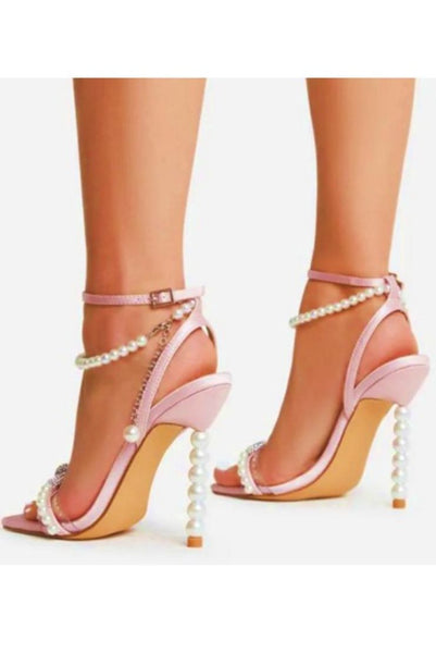Marie Antoinette Pearl Embellished Pink Strap Heels – Pippa & Pearl