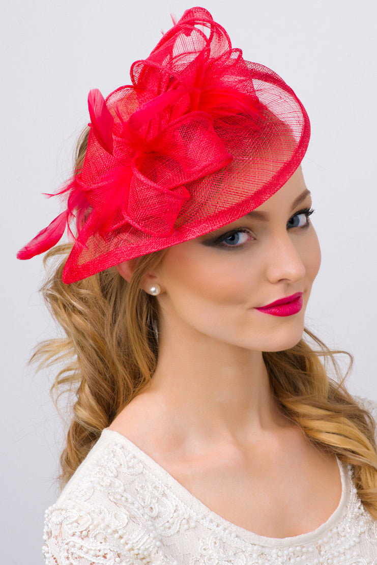 Sassy Red Feather hot Fascinator