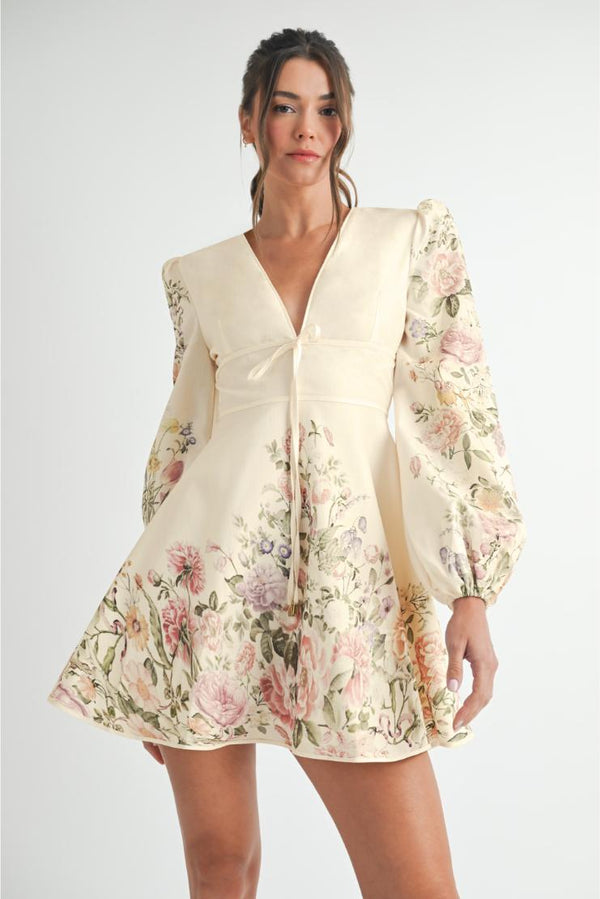 Daisy Florals Ivory Mini Dress