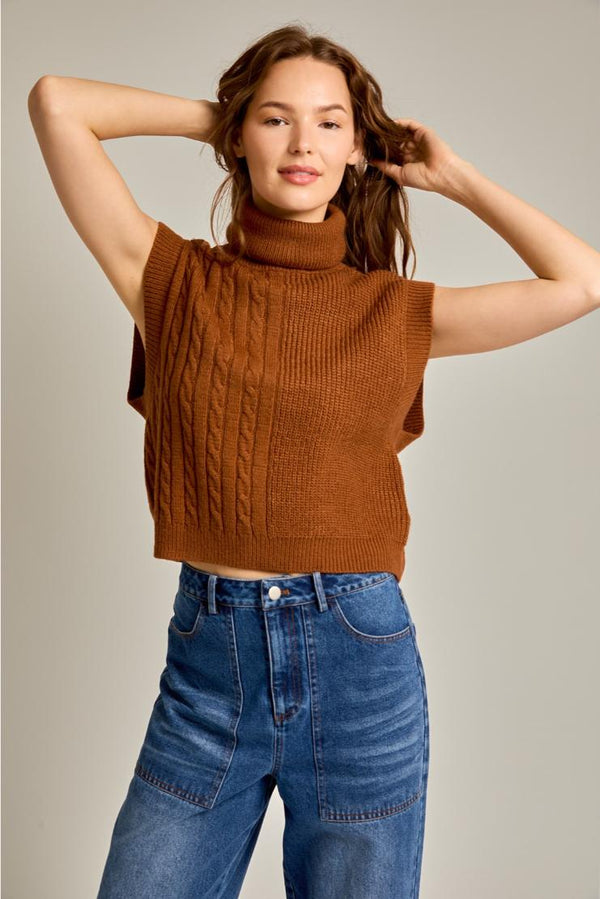 Carly Turtleneck Sleeveless Sweater Vest