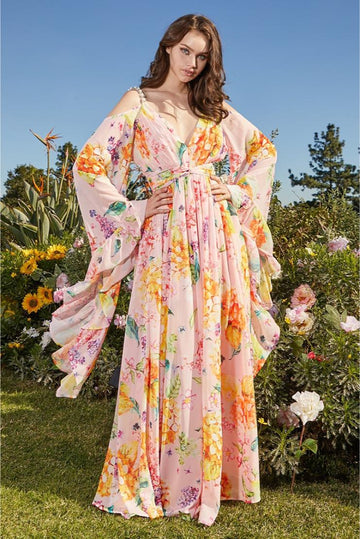 Venus Blooms Floral Print Maxi Dress