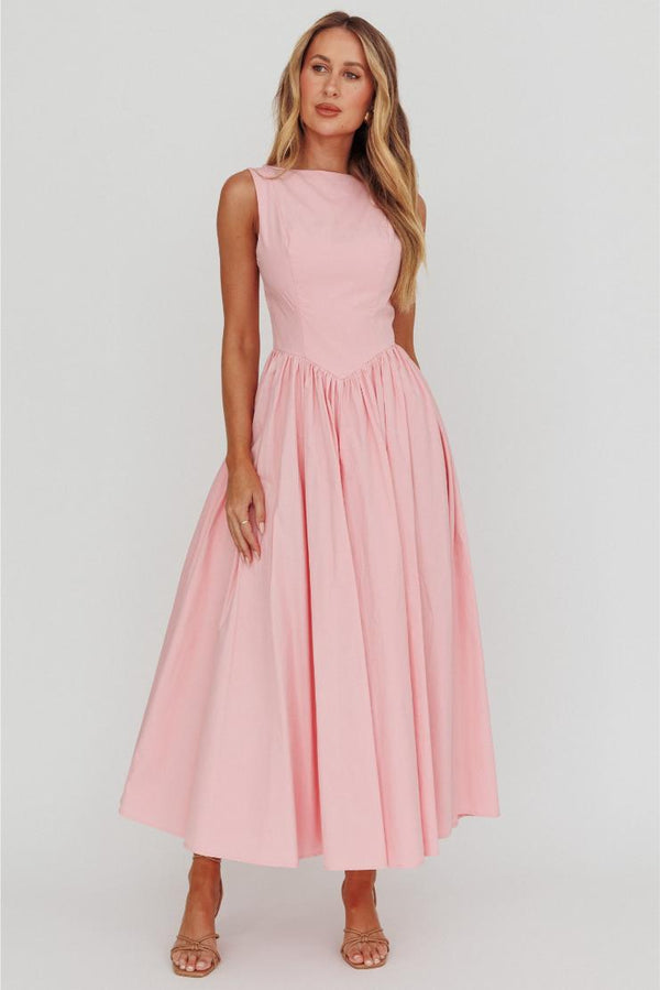 Penelope Poplin Midi Dress - Pink