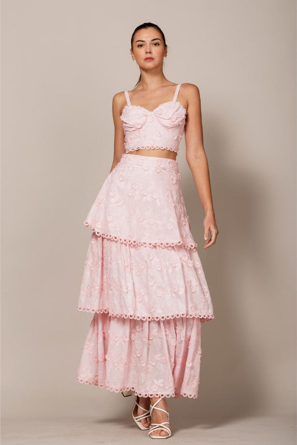 Angelica Eyelet Ruffled Crop and Maxi Skirt Set (Sold Separately)