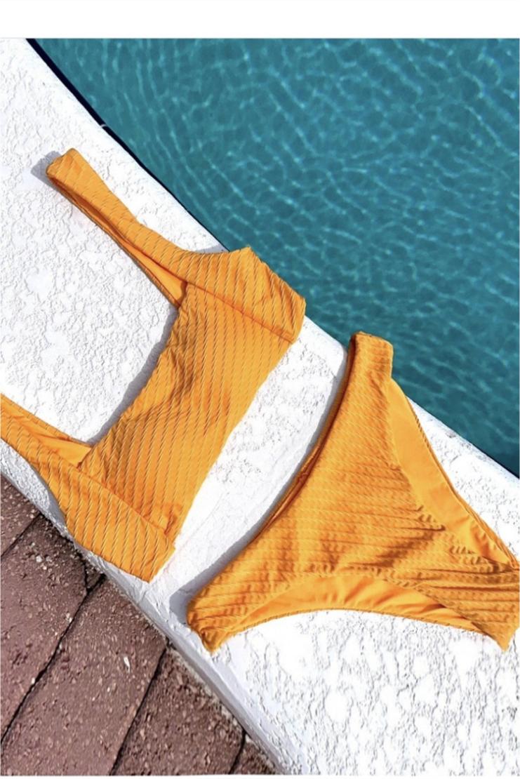Trish Wide Strap Ribbed Bikini (Sold Separately) - Tangerine
