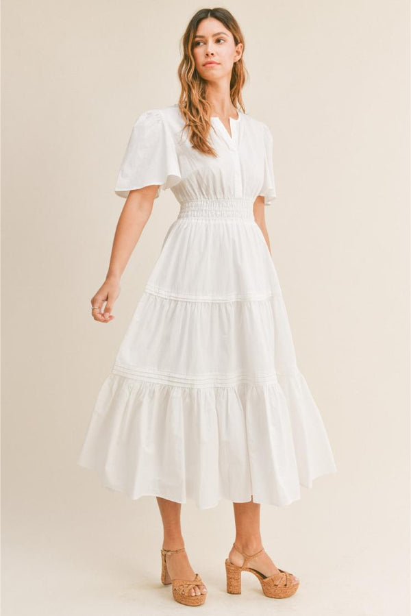Adriana Cotton Poplin Midi Dress - White