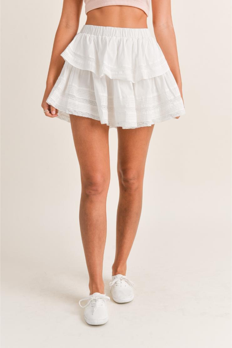 Priscilla White Ruffle Lace Mini Skirt – Pippa & Pearl