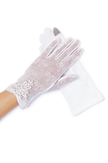 Lacey Floral Overlay Lace Gloves