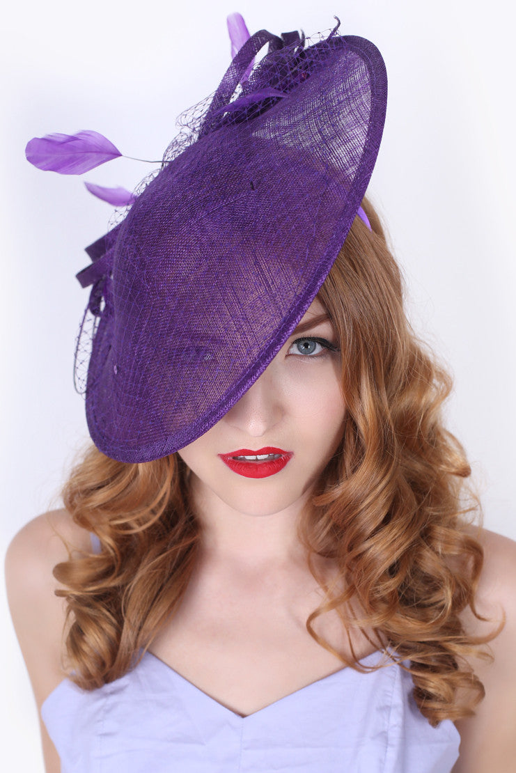 Women s Wendy Fascinator Dark Purple Pippa Pearl